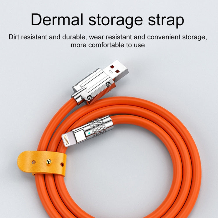 Mech Series 6A 120W USB to 8 Pin Metal Plug Silicone Fast Charging Data Cable, Length: 1.2m(Yellow) - Normal Style Cable by PMC Jewellery | Online Shopping South Africa | PMC Jewellery | Buy Now Pay Later Mobicred