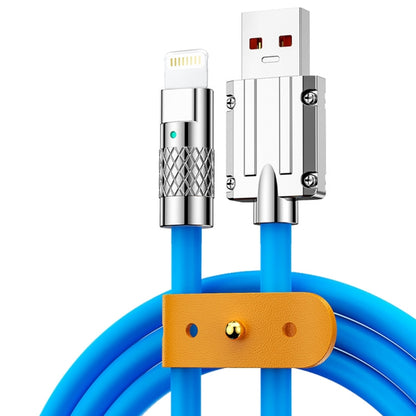 Mech Series 6A 120W USB to 8 Pin Metal Plug Silicone Fast Charging Data Cable, Length: 1.8m(Blue) - Normal Style Cable by PMC Jewellery | Online Shopping South Africa | PMC Jewellery | Buy Now Pay Later Mobicred