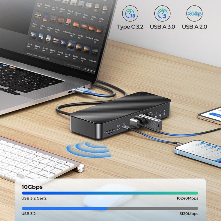 ORICO DKA20-BK-BP 10Gbps 20 in 1 Type-C 3.0 HUB Docking Station (US Plug) - free shipping - PMC Jewellery - Order now!