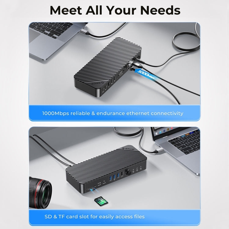 ORICO DKA20-BK-BP 10Gbps 20 in 1 Type-C 3.0 HUB Docking Station (UK Plug) - USB HUB by ORICO | Online Shopping South Africa | PMC Jewellery | Buy Now Pay Later Mobicred