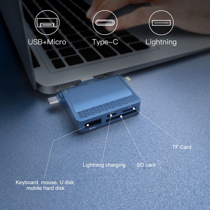 NK-939C 3 in 1 USB to USB-C / Type-C + 8PIN Multifunctional Docking Station (Blue) - USB HUB by PMC Jewellery | Online Shopping South Africa | PMC Jewellery | Buy Now Pay Later Mobicred