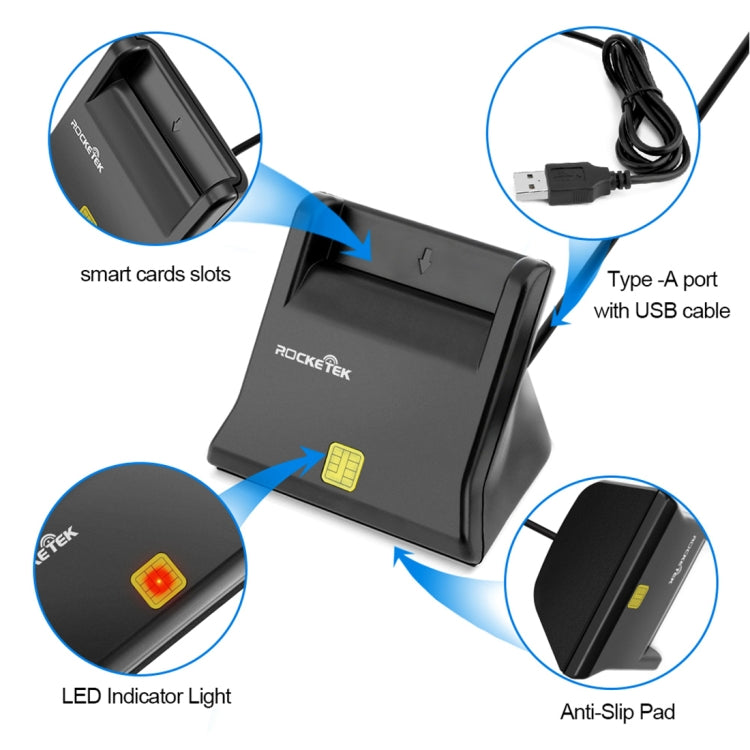 ROCKETEK SCR2 CAC ID SIM Chip Smart Card Reader -  by ROCKETEK | Online Shopping South Africa | PMC Jewellery | Buy Now Pay Later Mobicred