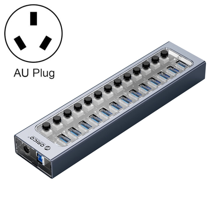 ORICO AT2U3-13AB-GY-BP 13 Ports USB 3.0 HUB with Individual Switches & Blue LED Indicator, AU Plug - USB 3.0 HUB by ORICO | Online Shopping South Africa | PMC Jewellery | Buy Now Pay Later Mobicred