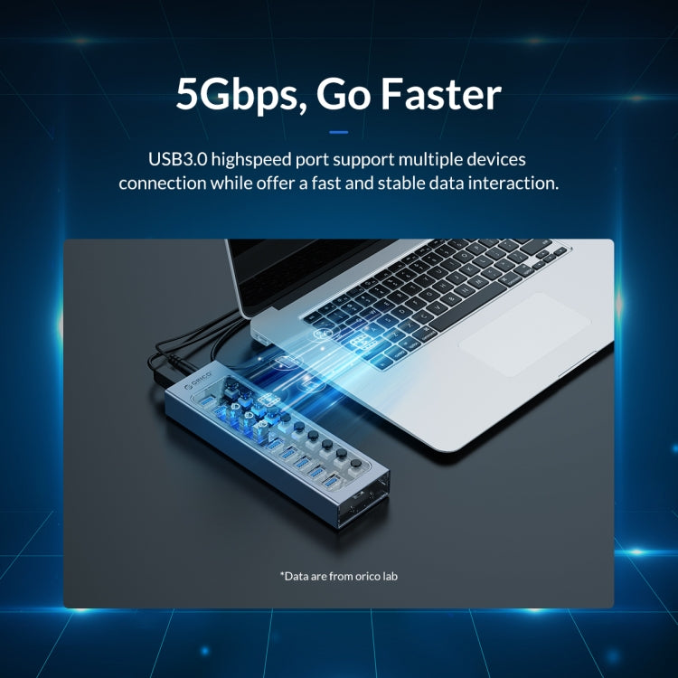 ORICO AT2U3-13AB-GY-BP 13 Ports USB 3.0 HUB with Individual Switches & Blue LED Indicator, US Plug - free shipping - PMC Jewellery - Order now!