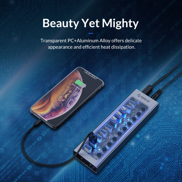 ORICO AT2U3-13AB-GY-BP 13 Ports USB 3.0 HUB with Individual Switches & Blue LED Indicator, US Plug - free shipping - PMC Jewellery - Order now!