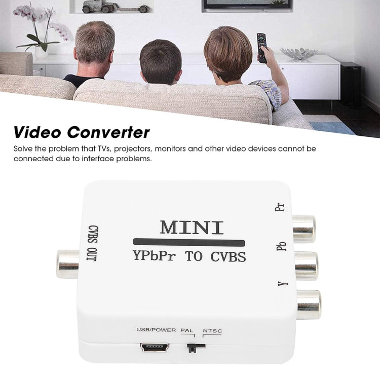 Mini YPBPR to CVBS Video Converter Component AV Adapter for TV / Projector / Monitor(White) - Converter by PMC Jewellery | Online Shopping South Africa | PMC Jewellery | Buy Now Pay Later Mobicred