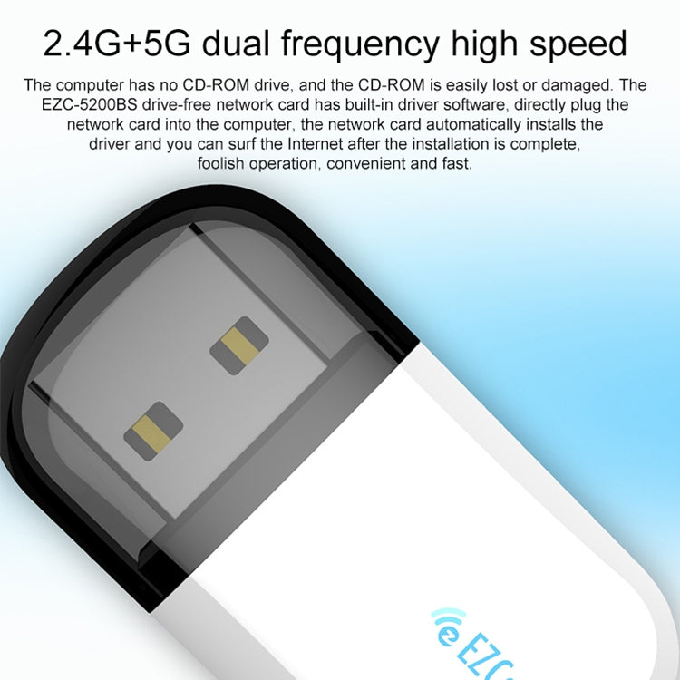 EZCast EZC-5200BS 600Mbps Dual Band WiFi + Bluetooth USB 2.0 Wireless Adapter (White) - USB Network Adapter by PMC Jewellery | Online Shopping South Africa | PMC Jewellery | Buy Now Pay Later Mobicred