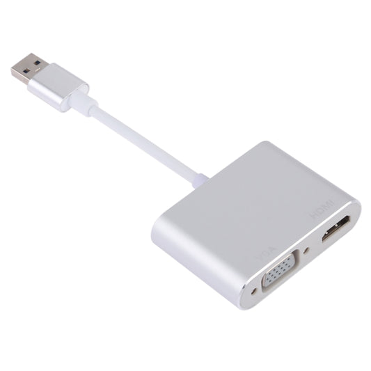 2 in 1 USB 3.0 to HDMI + VGA Adapter(Silver) - Cable & Adapters by PMC Jewellery | Online Shopping South Africa | PMC Jewellery | Buy Now Pay Later Mobicred