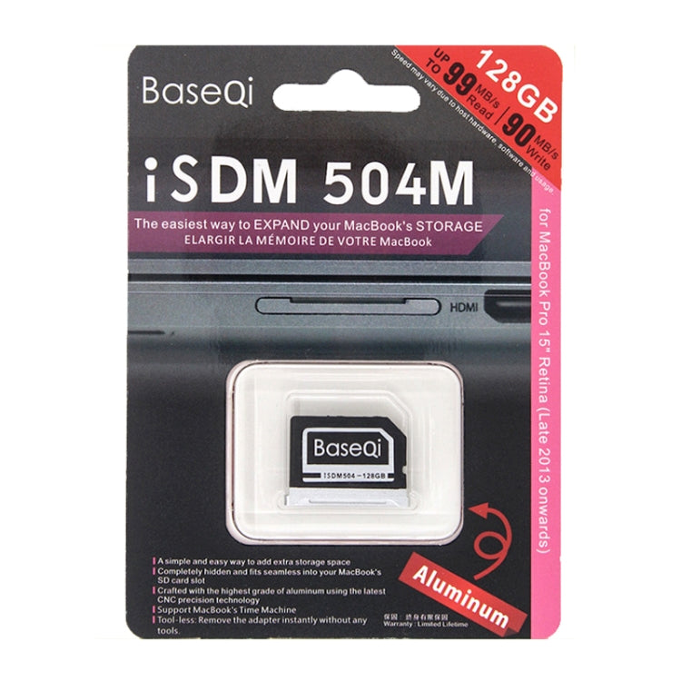 BASEQI 504MSV 128GB Aluminum Alloy Micro SD(TF) Memory Card for Macbook Pro Retina 15 inch (End of 2013 - after) Laptops - Micro SD Card by PMC Jewellery | Online Shopping South Africa | PMC Jewellery | Buy Now Pay Later Mobicred