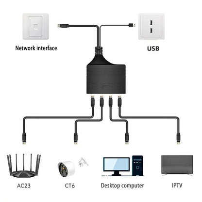 Female RJ45 4 in 1 100M Network Splitter Cable Ethernet Network Coupler - Network Hubs by PMC Jewellery | Online Shopping South Africa | PMC Jewellery | Buy Now Pay Later Mobicred