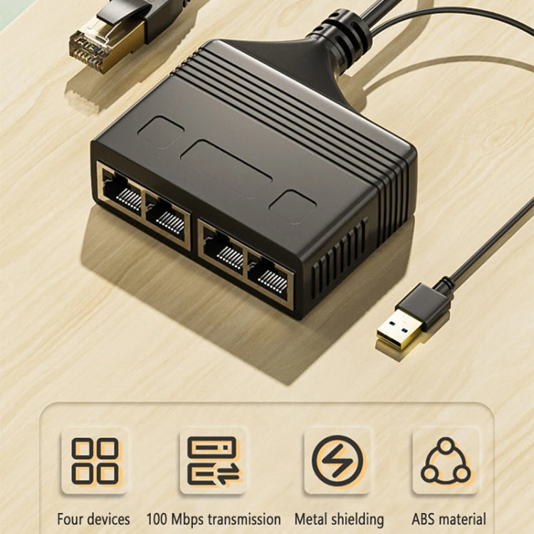 Male RJ45 4 in 1 100M Network Splitter Cable Ethernet Network Coupler - Network Hubs by PMC Jewellery | Online Shopping South Africa | PMC Jewellery | Buy Now Pay Later Mobicred