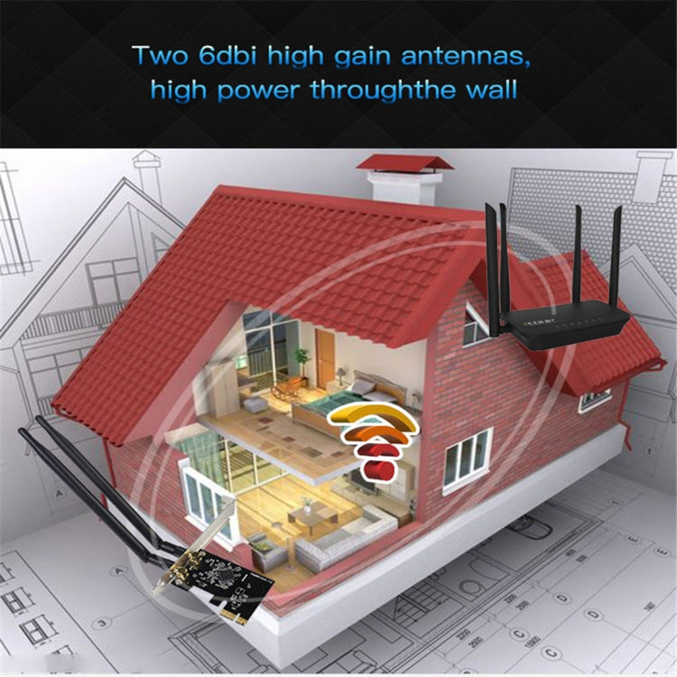 EDUP EP-9607 1200Mbps Dual-Band PCI-E Express Wireless Adapter Network Card with 2 x 6dBi Antennas - free shipping - PMC Jewellery - Order now!