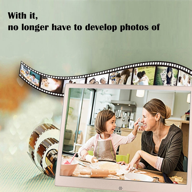 HSD1303 13.3 inch LED 1280x800 High Resolution Display Digital Photo Frame with Holder and Remote Control, Support SD / MMC / MS Card / USB Port, UK Plug(Gold) - 11-15 inch by PMC Jewellery | Online Shopping South Africa | PMC Jewellery | Buy Now Pay Later Mobicred