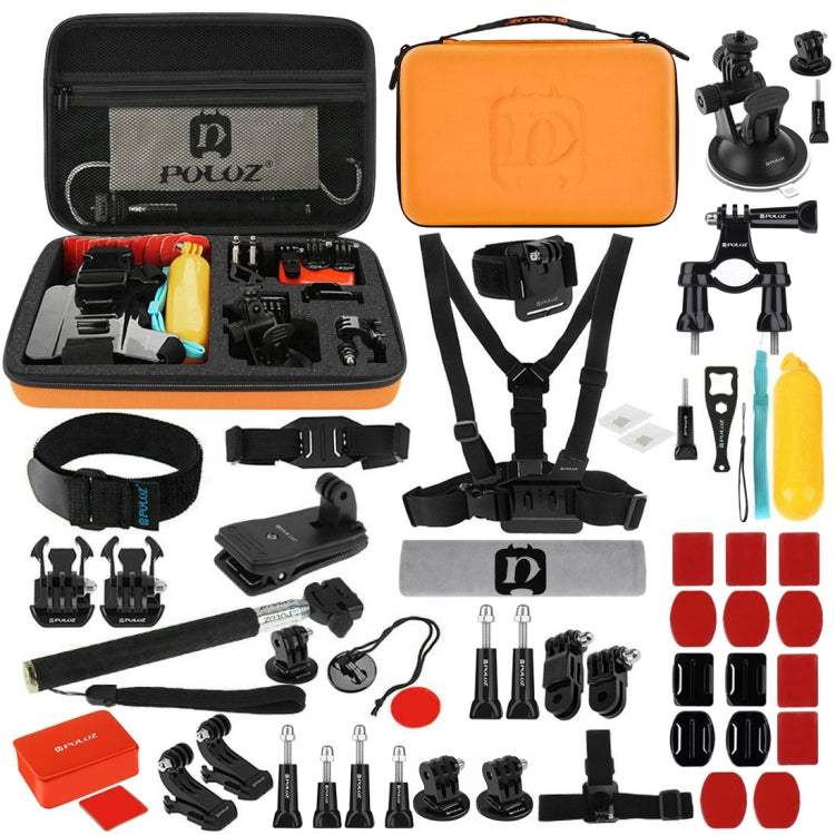 PULUZ 53 in 1 Accessories Total Ultimate Combo Kits with Orange EVA Case (Chest Strap + Suction Cup Mount + 3-Way Pivot Arms + J-Hook Buckle + Wrist Strap + Helmet Strap + Extendable Monopod + Surface ...  for GoPro, Insta360, DJI and Other Action Cameras -  by PULUZ | Online Shopping South Africa | PMC TechLife | Buy Now Pay Later Mobicred
