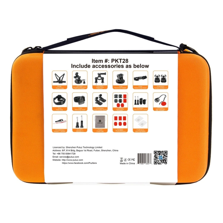 PULUZ 45 in 1 Accessories Ultimate Combo Kits with Orange EVA Case (Chest Strap + Suction Cup Mount + 3-Way Pivot Arms + J-Hook Buckle + Wrist Strap + Helmet Strap + Surface Mounts + Tripod Adapter +  ...  for GoPro, Insta360, DJI and Other Action Cameras -  by PULUZ | Online Shopping South Africa | PMC TechLife | Buy Now Pay Later Mobicred