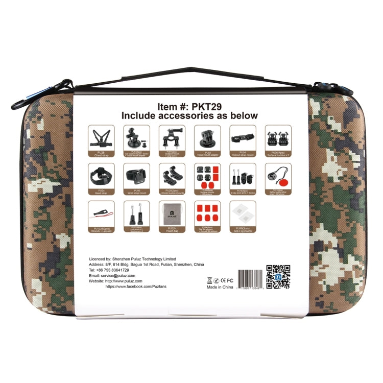 PULUZ 45 in 1 Accessories Ultimate Combo Kits with Camouflage EVA Case (Chest Strap + Suction Cup Mount + 3-Way Pivot Arms + J-Hook Buckle + Wrist Strap + Helmet Strap + Surface Mounts + Tripod Adapte ...  for GoPro, Insta360, DJI and Other Action Cameras - free shipping - PMC TechLife - Order now!