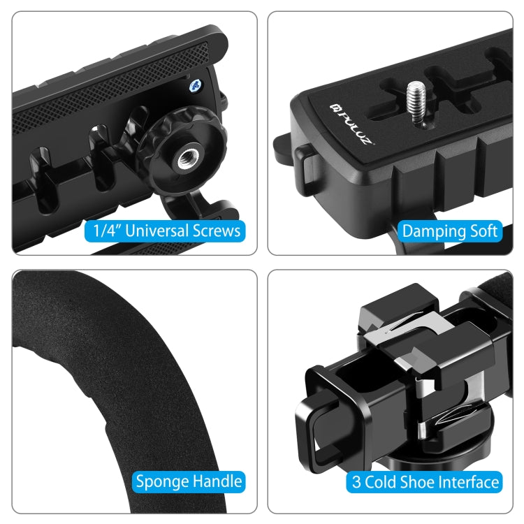 PULUZ U/C Shape Portable Handheld DV Bracket Stabilizer + LED Fill Light Kit with Cold Shoe Tripod Head for All SLR Cameras and Home DV Camera - free shipping - PMC TechLife - Order now!