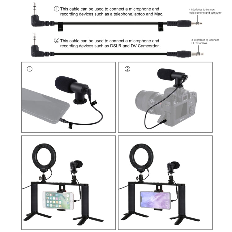 PULUZ 4 in 1 Vlogging Live Broadcast 4.7 inch 12cm Ring LED Selfie Light Smartphone Video Rig Handle Stabilizer Aluminum Bracket Kits with Microphone + Tripod Mount + Cold Shoe Tripod Head - free shipping - PMC TechLife - Order now!