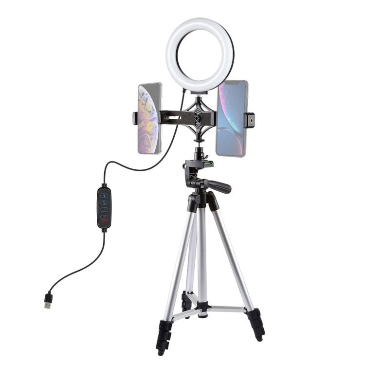 PULUZ Tripod Mount +  Live Broadcast Dual Phone Bracket + 6.2 inch 16cm LED Ring Vlogging Video Light Kits - free shipping - PMC Jewellery - Order now!