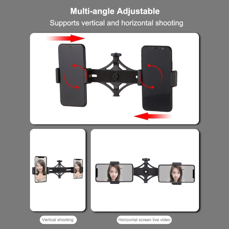 PULUZ Tripod Mount +  Live Broadcast Dual Phone Bracket + 6.2 inch 16cm LED Ring Vlogging Video Light Kits - free shipping - PMC Jewellery - Order now!