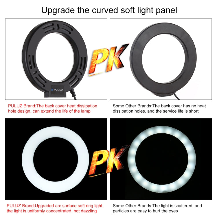 PULUZ Tripod Mount +  Live Broadcast Dual Phone Bracket + 6.2 inch 16cm LED Ring Vlogging Video Light Kits - free shipping - PMC Jewellery - Order now!