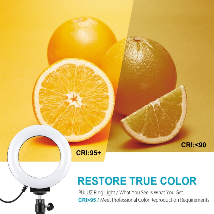 PULUZ 4.7 inch 12cm Curved Surface Ring Light + Round Base Desktop Mount USB 10 Modes 8 Colors RGBW Dimmable LED Ring Selfie Beauty Vlogging Photography Video Lights with Cold Shoe Tripod Ball Head(Black) - free shipping - PMC Jewellery - Order now!
