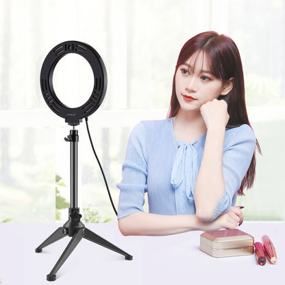 PULUZ 6.2 inch 16cm USB 10 Modes 8 Colors RGBW Dimmable LED Ring Vlogging Photography Video Lights + Desktop Tripod Mount with Cold Shoe Tripod Ball Head(Black) - Ring Light by PULUZ | Online Shopping South Africa | PMC Jewellery | Buy Now Pay Later Mobicred