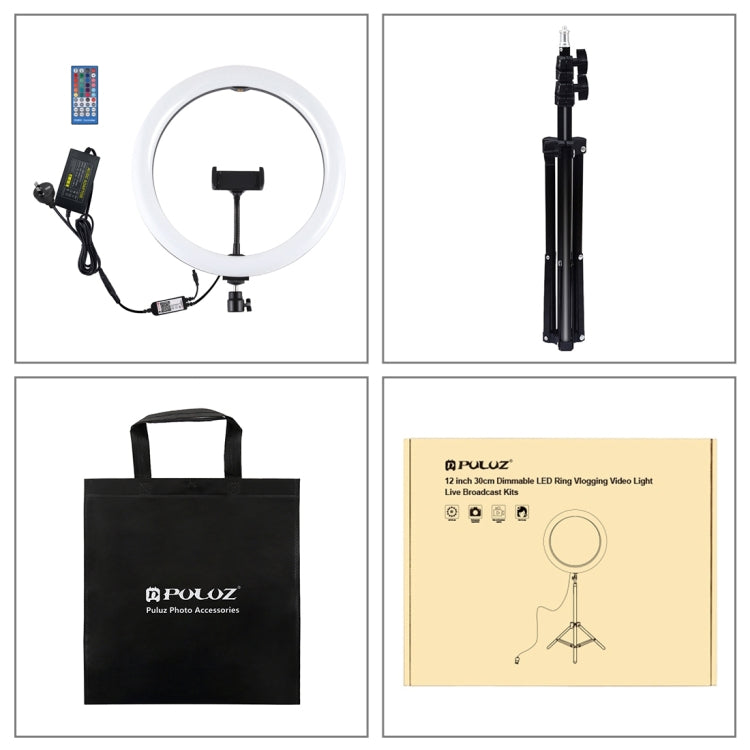 PULUZ 11.8 inch 30cm RGB Light 1.1m Tripod Mount Dimmable LED Ring Vlogging Selfie Photography Video Lights Live Broadcast Kits with Cold Shoe Tripod Ball Head & Phone Clamp(AU Plug) - free shipping - PMC Jewellery - Order now!