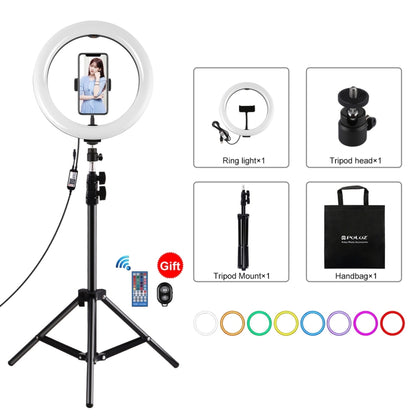 PULUZ 1.1m Tripod Mount + 10.2 inch 26cm Curved Surface RGBW LED Ring Vlogging Video Light  Live Broadcast Kits with Remote Control & Phone Clamp(Black) - Ring Light by PULUZ | Online Shopping South Africa | PMC Jewellery | Buy Now Pay Later Mobicred