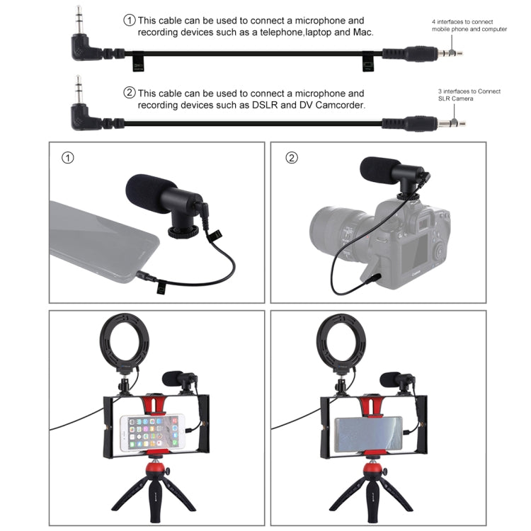 PULUZ 4 in 1 Vlogging Live Broadcast Smartphone Video Rig + 4.7 inch 12cm RGBW Ring LED Selfie Light + Microphone + Pocket Tripod Mount Kits with Cold Shoe Tripod Head(Red) - free shipping - PMC TechLife - Order now!