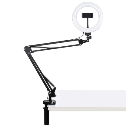 PULUZ 7.9 inch 20cm Ring Curved Light + Desktop Arm Stand USB 3 Modes Dimmable Dual Color Temperature LED Vlogging Selfie Photography Video Lights with Phone Clamp(Black) - Ring Light by PULUZ | Online Shopping South Africa | PMC Jewellery | Buy Now Pay Later Mobicred