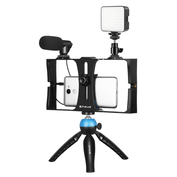 PULUZ 4 in 1 Vlogging Live Broadcast LED Selfie Fill Light Smartphone Video Rig Kits with Microphone + Tripod Mount + Cold Shoe Tripod Head for iPhone, Galaxy, Huawei, Xiaomi, HTC, LG, Google, and Other Smartphones (Blue) - free shipping - PMC TechLife - Order now!