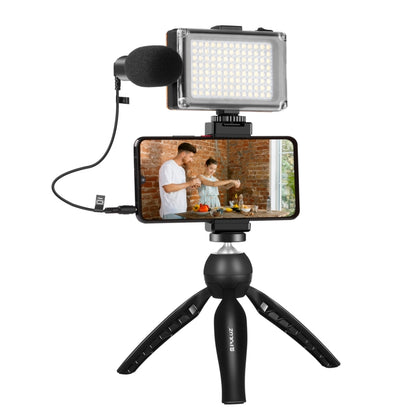 PULUZ Live Broadcast Smartphone Video Light Vlogger Kits with Microphone + LED Light + Tripod Mount + Phone Clamp Holder (Black) - Stand by PULUZ | Online Shopping South Africa | PMC Jewellery | Buy Now Pay Later Mobicred