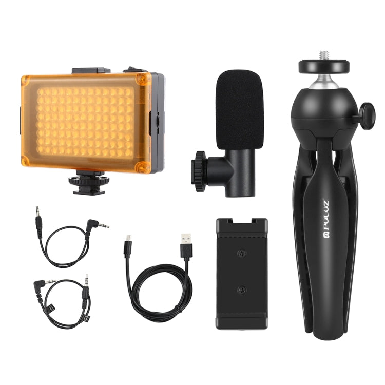 PULUZ Live Broadcast Smartphone Video Light Vlogger Kits with Microphone + LED Light + Tripod Mount + Phone Clamp Holder (Black) - Stand by PULUZ | Online Shopping South Africa | PMC Jewellery | Buy Now Pay Later Mobicred