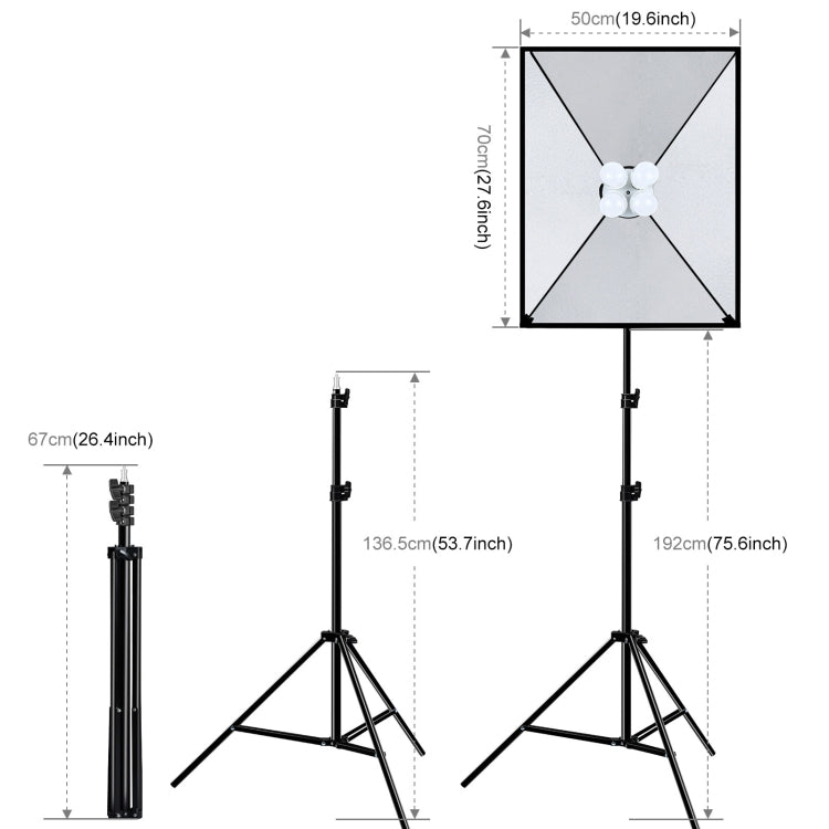 PULUZ Softbox Lighting Kit 2 PCS 50x70cm Professional Photo Studio Photography Light Equipment with 8 x E27 20W E27 Socket Bulb Photography Lighting Kit for Filming Portrait Shooting / Fashion Advertising Photography(US Plug) - free shipping - PMC TechLife - Order now!