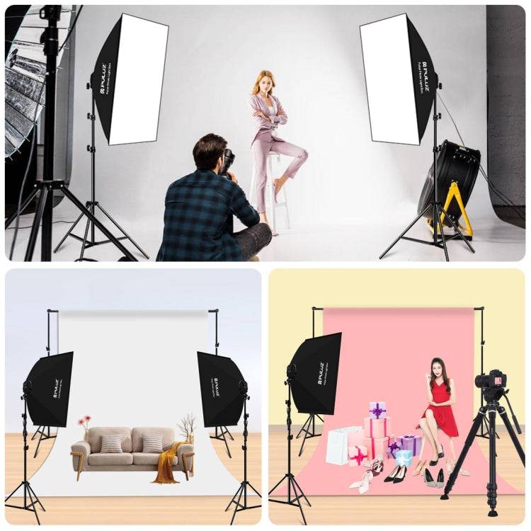 PULUZ Softbox Lighting Kit 2 PCS 50x70cm Professional Photo Studio Photography Light Equipment with 8 x E27 20W E27 Socket Bulb Photography Lighting Kit for Filming Portrait Shooting / Fashion Advertising Photography(US Plug) - free shipping - PMC TechLife - Order now!