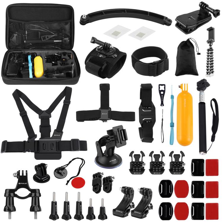 PULUZ 50 in 1 Accessories Total Ultimate Combo Kits with EVA Case (Chest Strap + Suction Cup Mount + 3-Way Pivot Arms + J-Hook Buckle + Wrist Strap + Helmet Strap + Extendable Monopod + Surface Mounts ...  for GoPro, Insta360, DJI and Other Action Cameras -  by PULUZ | Online Shopping South Africa | PMC TechLife | Buy Now Pay Later Mobicred
