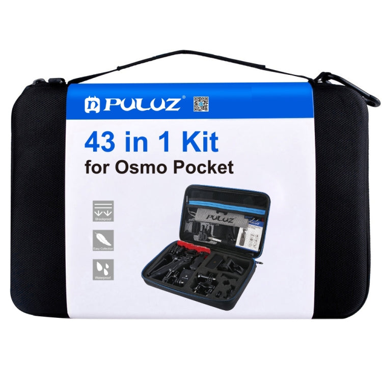 PULUZ 43 in 1 Accessories Total Ultimate Combo Kits for DJI Osmo Pocket with EVA Case (Chest Strap + Wrist Strap + Suction Cup Mount + 3-Way Pivot Arms + J-Hook Buckle + Grip Tripod Mount + Surface Mo ... orage Bag + Rec-mounts + Handlebar Mount + Wrench) -  by PULUZ | Online Shopping South Africa | PMC TechLife | Buy Now Pay Later Mobicred