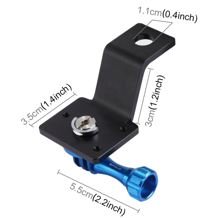 PULUZ Aluminum Alloy Motorcycle Fixed Holder Mount with Tripod Adapter & Screw for GoPro Hero12 Black / Hero11 /10 /9 /8 /7 /6 /5, Insta360 Ace / Ace Pro, DJI Osmo Action 4 and Other Action Cameras(Blue) - Holder by PULUZ | Online Shopping South Africa | PMC Jewellery | Buy Now Pay Later Mobicred