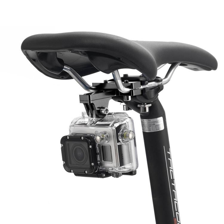 PULUZ Aluminium Alloy Bike Seat Cushion Mount for GoPro Hero12 Black / Hero11 /10 /9 /8 /7 /6 /5, Insta360 Ace / Ace Pro, DJI Osmo Action 4 and Other Action Cameras(Black) - Bicycle Handlebar Mount by PULUZ | Online Shopping South Africa | PMC TechLife | Buy Now Pay Later Mobicred