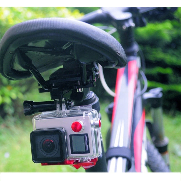 PULUZ Aluminium Alloy Bike Seat Cushion Mount for for GoPro Hero12 Black / Hero11 /10 /9 /8 /7 /6 /5, Insta360 Ace / Ace Pro, DJI Osmo Action 4 and Other Action Cameras(Red) - Bicycle Handlebar Mount by PULUZ | Online Shopping South Africa | PMC TechLife | Buy Now Pay Later Mobicred
