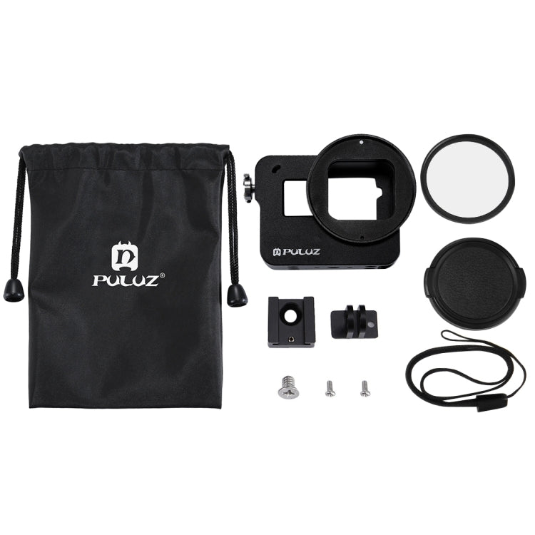 PULUZ Housing Shell CNC Aluminum Alloy Protective Cage with Insurance Frame & 52mm UV Lens for GoPro HERO(2018) /7 Black /6 /5(Black) - Metal Cases by PULUZ | Online Shopping South Africa | PMC TechLife | Buy Now Pay Later Mobicred