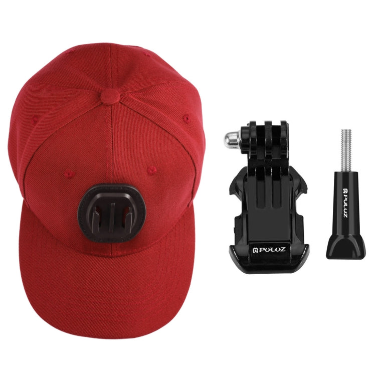 PULUZ Baseball Hat with J-Hook Buckle Mount & Screw for GoPro, DJI OSMO Action and Other Action Cameras(Red) -  by PMC Jewellery | Online Shopping South Africa | PMC Jewellery | Buy Now Pay Later Mobicred