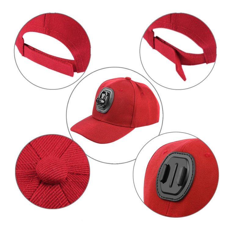 PULUZ Baseball Hat with J-Hook Buckle Mount & Screw for GoPro, DJI OSMO Action and Other Action Cameras(Red) -  by PMC Jewellery | Online Shopping South Africa | PMC Jewellery | Buy Now Pay Later Mobicred