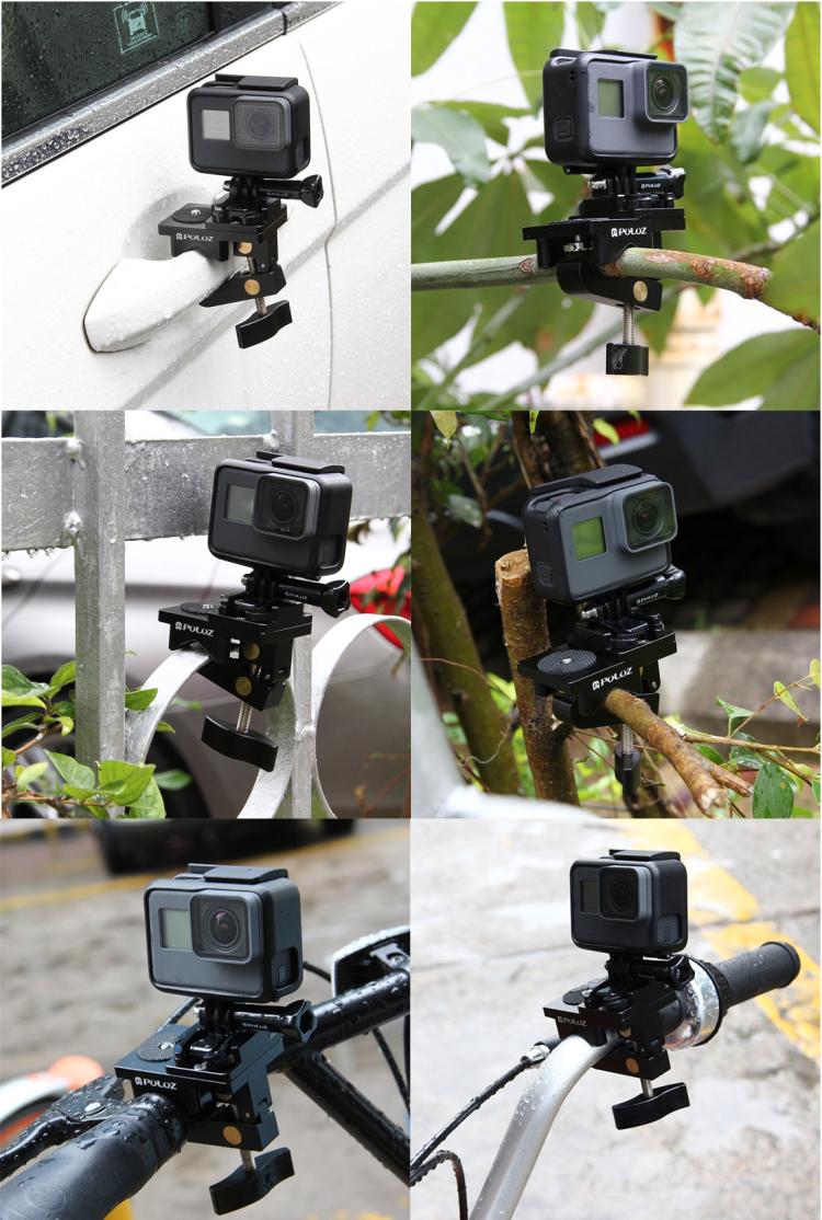 PULUZ Aluminium Alloy Mount Universal Fixing Clamp for GoPro, Insta360, DJI and Other Action Cameras - Bicycle Handlebar Mount by PULUZ | Online Shopping South Africa | PMC TechLife | Buy Now Pay Later Mobicred