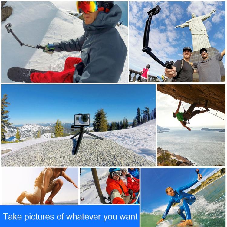 PULUZ 3-Way Grip Foldable Tripod Selfie-stick Extension Monopod for GoPro, Insta360 ONE R, DJI Osmo Action and Other Action Cameras, Length: 20-58cm - free shipping - PMC TechLife - Order now!