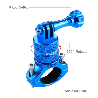 PULUZ 360 Degree Rotation Bike Aluminum Handlebar Adapter Mount with Screw for GoPro Hero12 Black / Hero11 /10 /9 /8 /7 /6 /5, Insta360 Ace / Ace Pro, DJI Osmo Action 4 and Other Action Cameras(Blue) - Bicycle Handlebar Mount by PULUZ | Online Shopping South Africa | PMC Jewellery | Buy Now Pay Later Mobicred