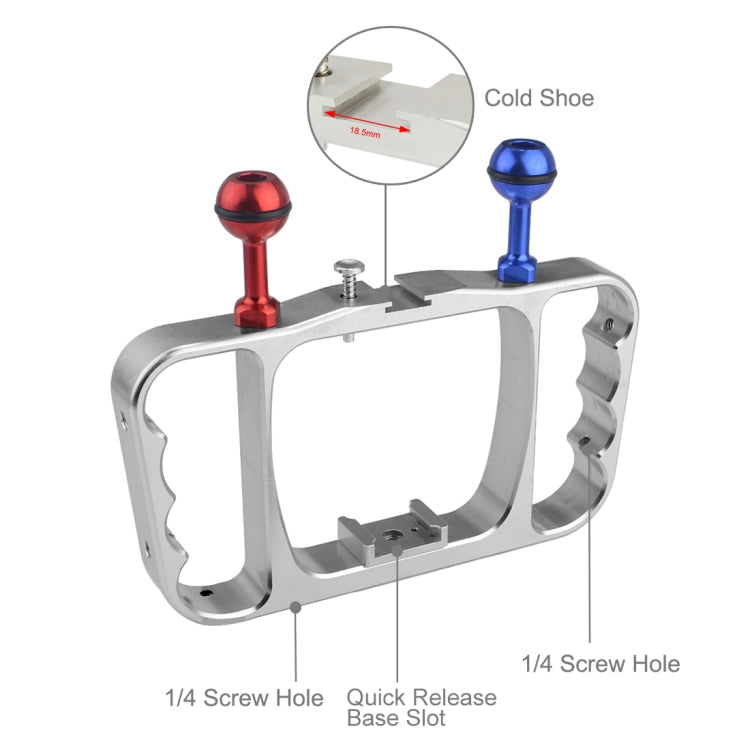 PULUZ Dual Handheld Diving Light Arm CNC Aluminum Mount with Lanyard for GoPro, Insta360, DJI and Other Action Cameras(Silver) - free shipping - PMC TechLife - Order now!
