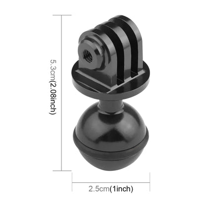 PULUZ  CNC Aluminum Ball Head Adapter Mount for GoPro Hero12 Black / Hero11 /10 /9 /8 /7 /6 /5, Insta360 Ace / Ace Pro, DJI Osmo Action 4 and Other Action Cameras, Diameter: 2.5cm(Black) - Connection Mount by PULUZ | Online Shopping South Africa | PMC Jewellery | Buy Now Pay Later Mobicred