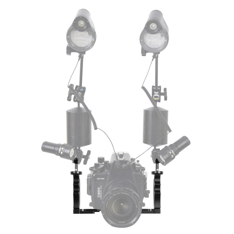 PULUZ Adjustable Diving Dual Hand-held CNC Aluminum Lamp Arm Holder for GoPro, Insta360, DJI and Other Action Cameras - free shipping - PMC TechLife - Order now!